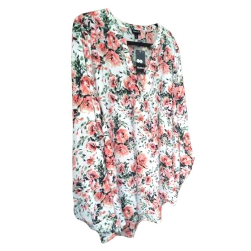 TORRID New Women's Floral Split Front Georgette Blouse. - Picture 14 of 15